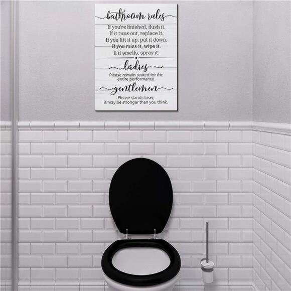 Signs for Bathroom Restroom Wall Art Decor Funny Toilet Signs for Bathroom - Picture 7 of 8